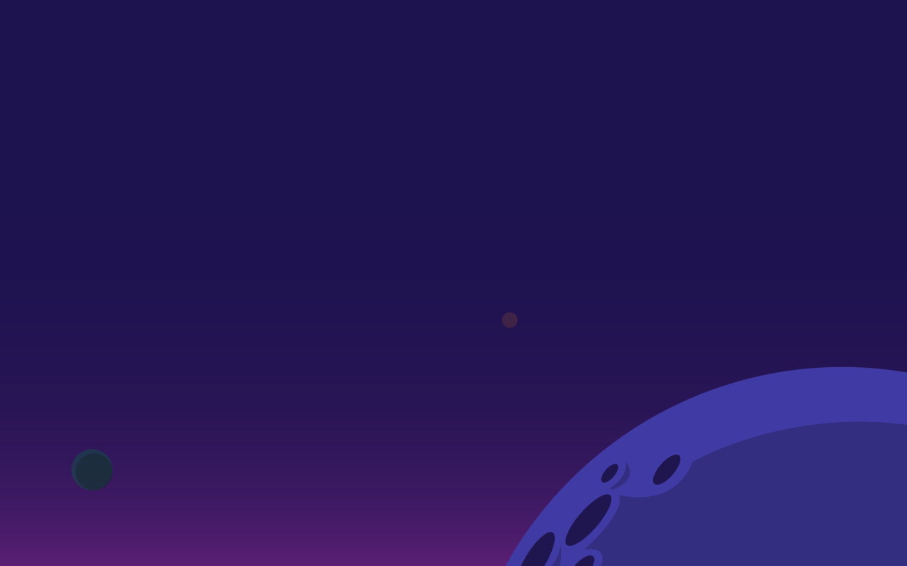 purple space graphic with planets