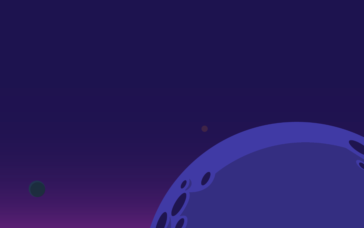 purple space graphic with planets